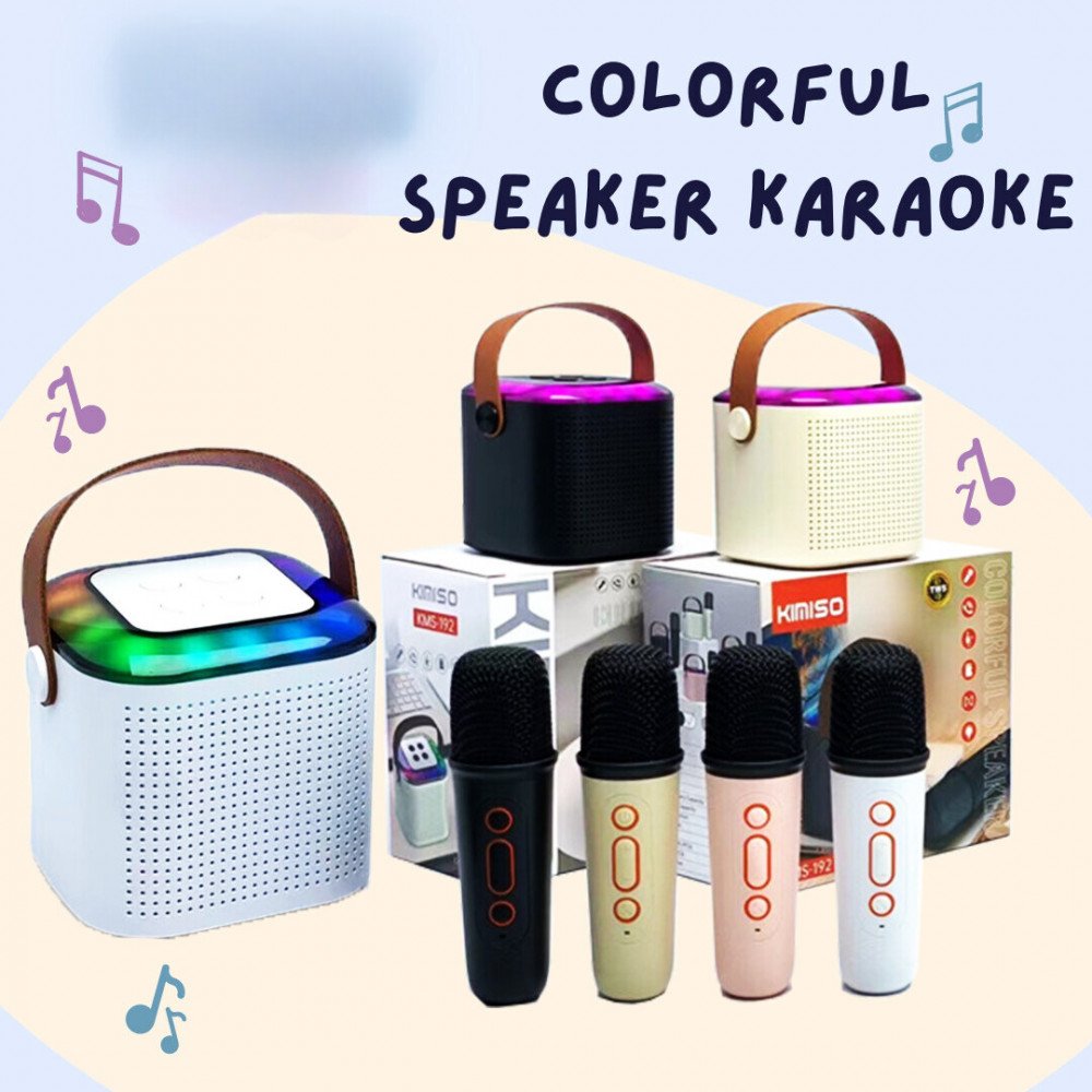 Kimiso KMS-192 LED RGB Karaoke Machine Microphone, Party Speaker, Music Box Subwoofer  for Universal Cell Phone And Bluetooth Device